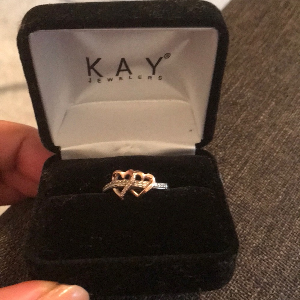 White/Rose Gold Heart Ring